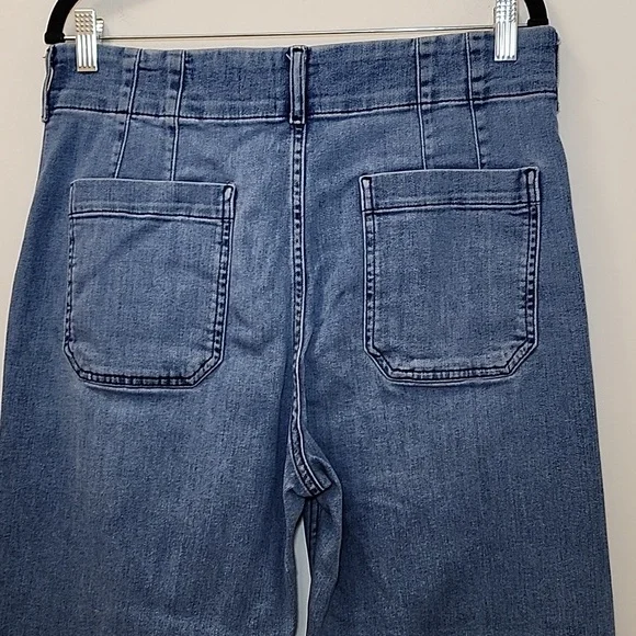 Anthropologie Maeve The Colette Crop High-Rise Wide-Leg Jeans light-to-med Sz 12 - Picture 13 of 16